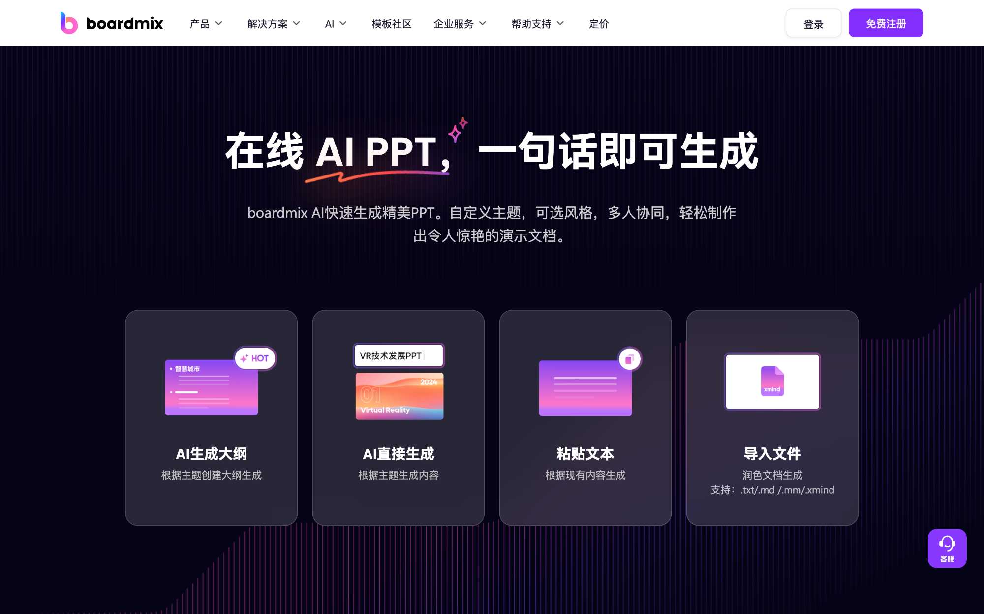 博思白板AIPPT 中文AI PPT工具界面截图
